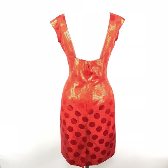 Vintage Dress Metallic Stripe Dots Cut Out Sheath - Picture 2 of 7